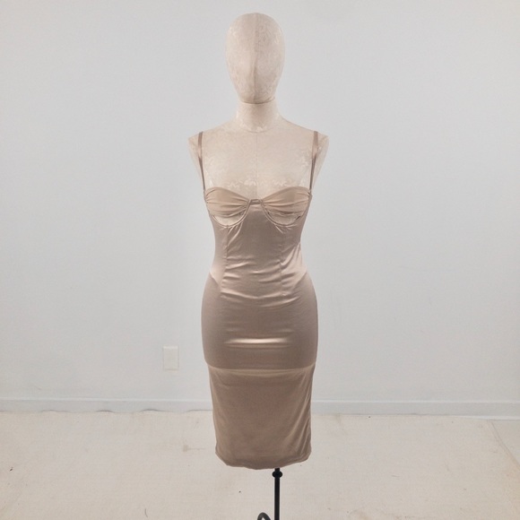 Princess Polly 4 Corset Bustier Bodycon Dress Gold - Picture 2 of 9